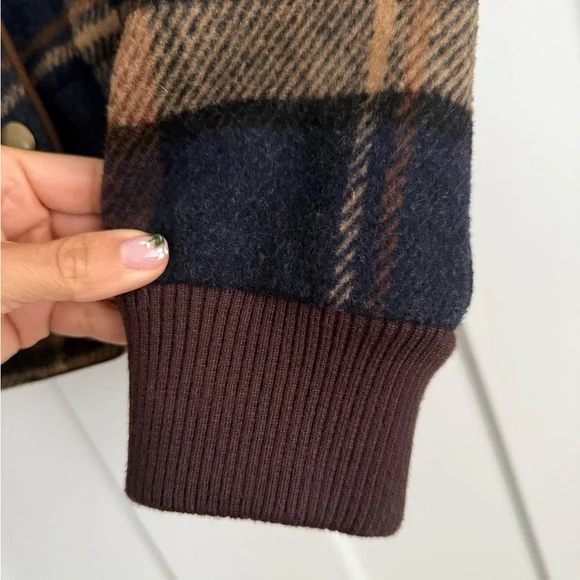 Veronica Beard Jadis Plaid Snap Button Wool Blend Bomber Jacket - Picture 5 of 11